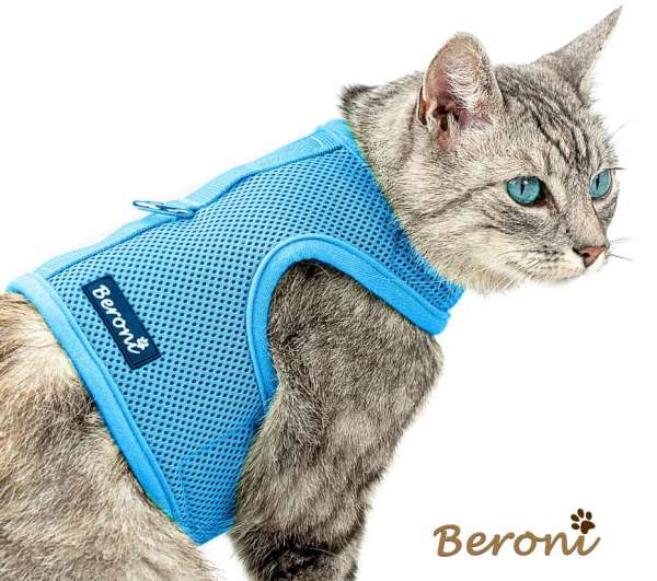 Beroni® kattentuig vest soft CLASSIC uni lichtblauw